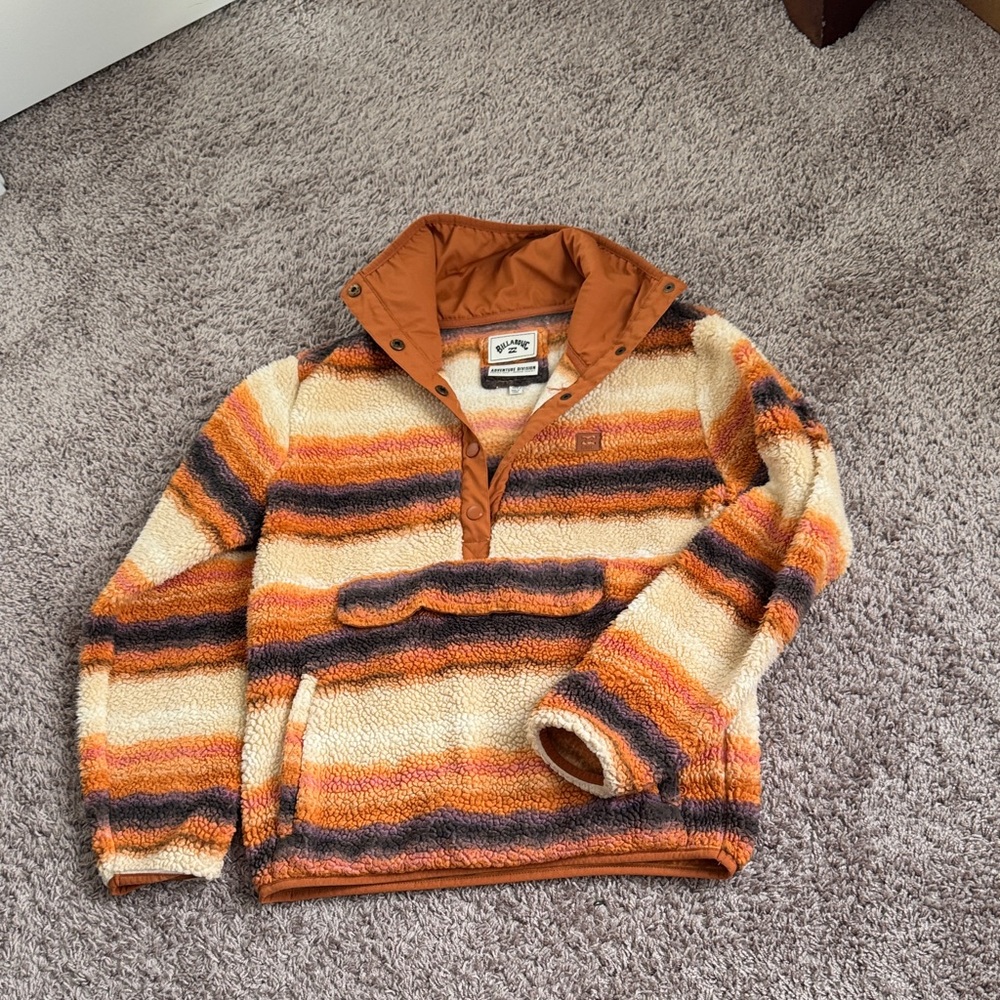 Billabong Women’s Sweater - Orange and Cream Stripes